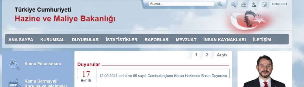 Hazine bakanlığı duyuru